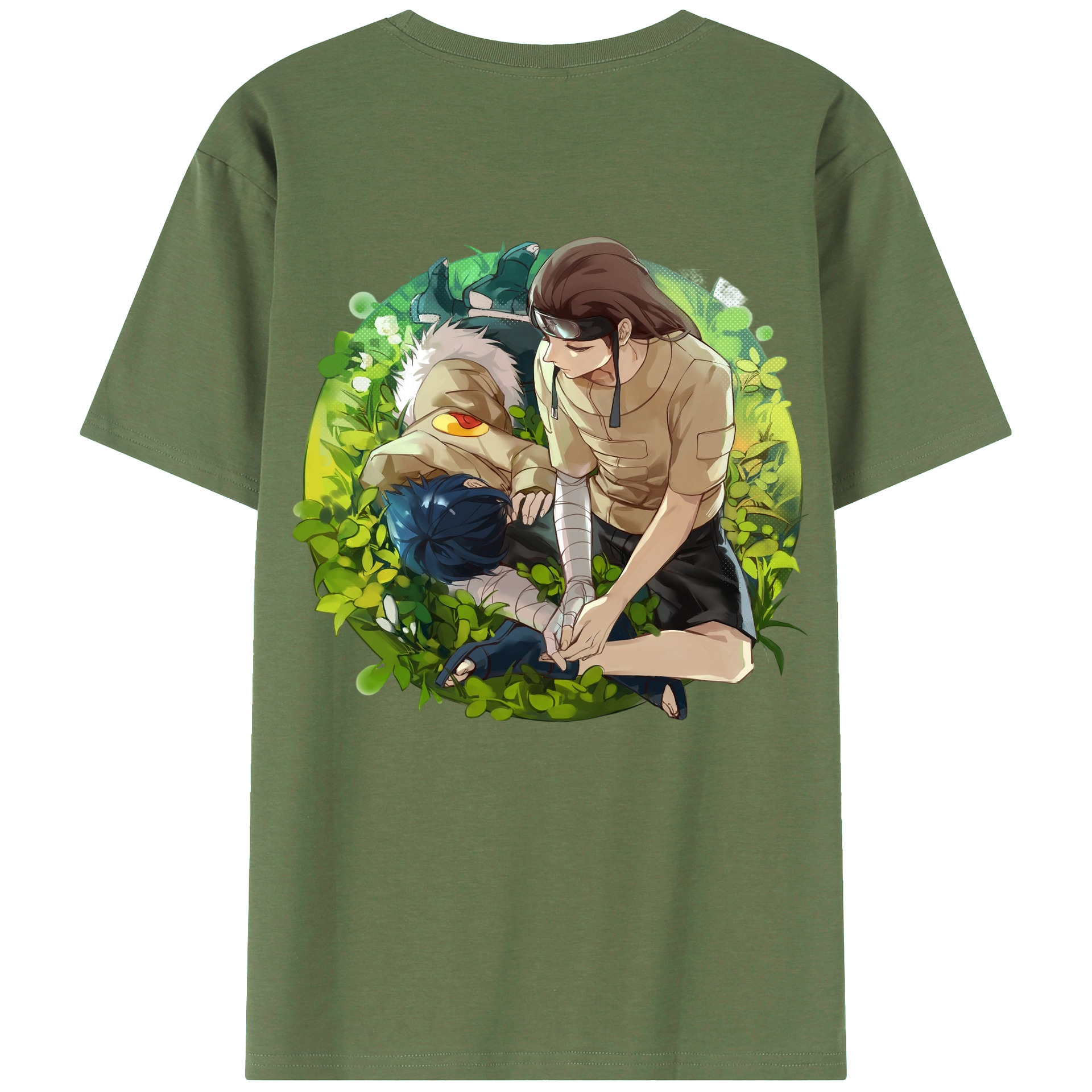 （画像用） NARUTO -ナルト- 日向ネジ Hyūga Neji 綿100％ メンズ半袖Tシャツ（バックプリント） 通気性